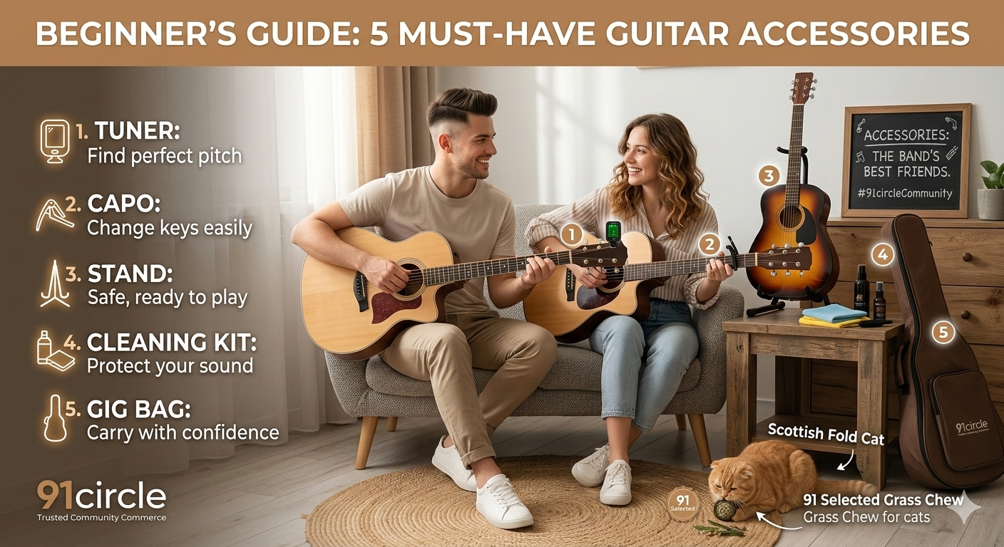 5 อุปกรณ์เสริมที่มือใหม่ "ต้องมี" พร้อมวิธีดูแลกีตาร์ให้เสียงดีเหมือนวันแรก